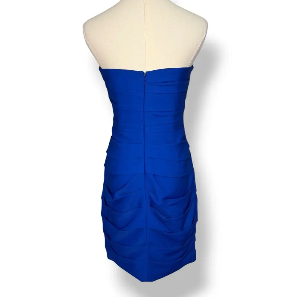BCBGMAXAZRIA Women’s 6 Strapless Ruched‎ Cocktail Dress Sapphire Blue NEW - Picture 6 of 9